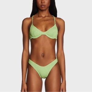 MATCHA GREEN SHIRRED TEXTURED BIKINI SET